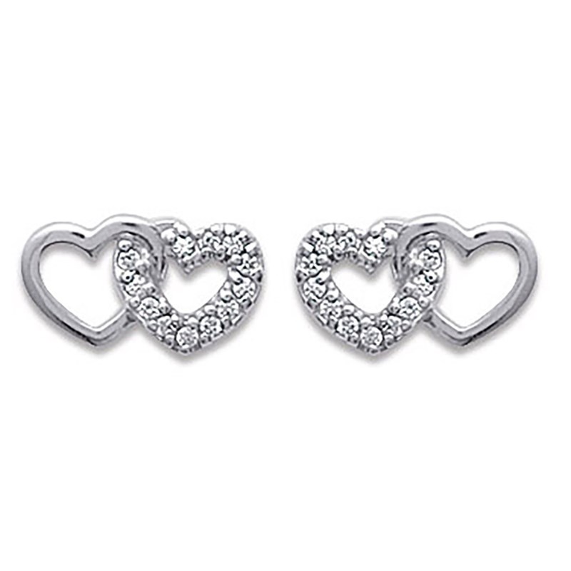 Boucles d'oreilles Femme - Argent 925 - Oxyde de zirconium - coeur