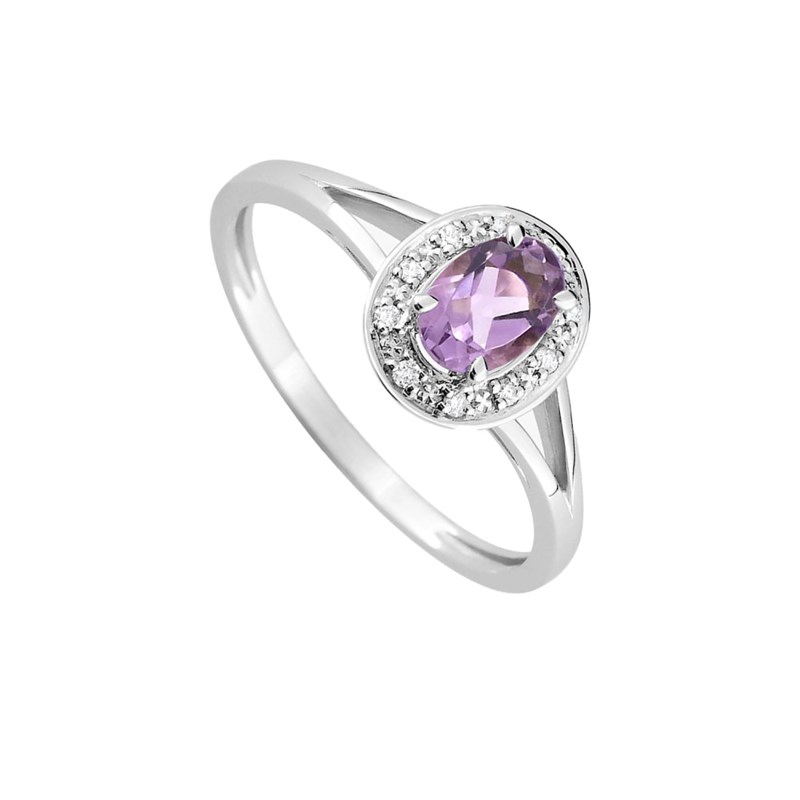 Bague Femme - Améthyste - Oxyde de zirconium - Or 18 Carats - vue 2