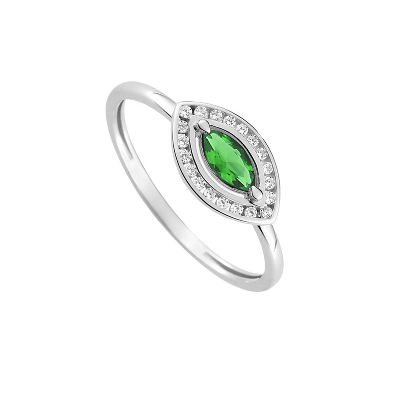 Bague Femme - Emeraude - Oxyde de zirconium - Or 18 Carats - vue 2