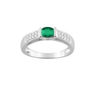 Bague Femme - Emeraude - Or 18 Carats - Diamant 0,13 Carats