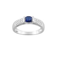 Bague Femme - Saphir - Or 18 Carats - Diamant 0,13 Carats