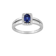 Bague Femme - Saphir - Or 18 Carats - Diamant 0,13 Carats