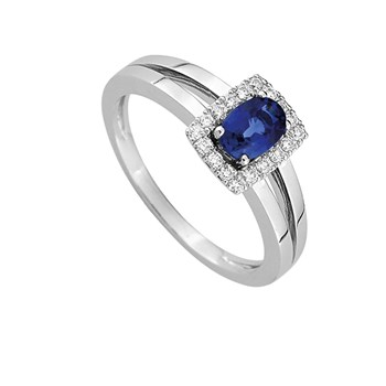 Bague Femme - Saphir - Or 18 Carats - Diamant 0,13 Carats