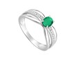 Bague Femme - Emeraude - Or 18 Carats - Diamant 0,03 Carats - vue V2