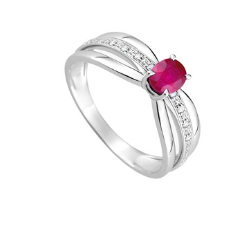 Bague Femme - Rubis - Or 18 Carats - Diamant 0,03 Carats