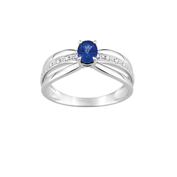 Bague Femme - Saphir - Or 18 Carats - Diamant 0,03 Carats