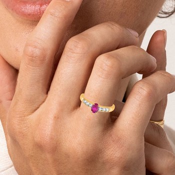 Bague Femme - Rubis - Oxyde de zirconium - Or 18 Carats