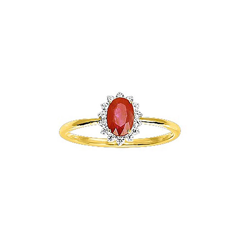 Bague Femme - Rubis - Oxyde de zirconium - Or 18 Carats