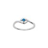 Bague Femme - Solitaire - Or Blanc 18 Carats - Saphir - Diamètre : 2,5mm - 0,09 carat - vue V1