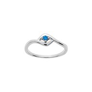 Bague Femme - Solitaire - Or Blanc 18 Carats - Saphir - Diamètre : 2,5mm - 0,09 carat