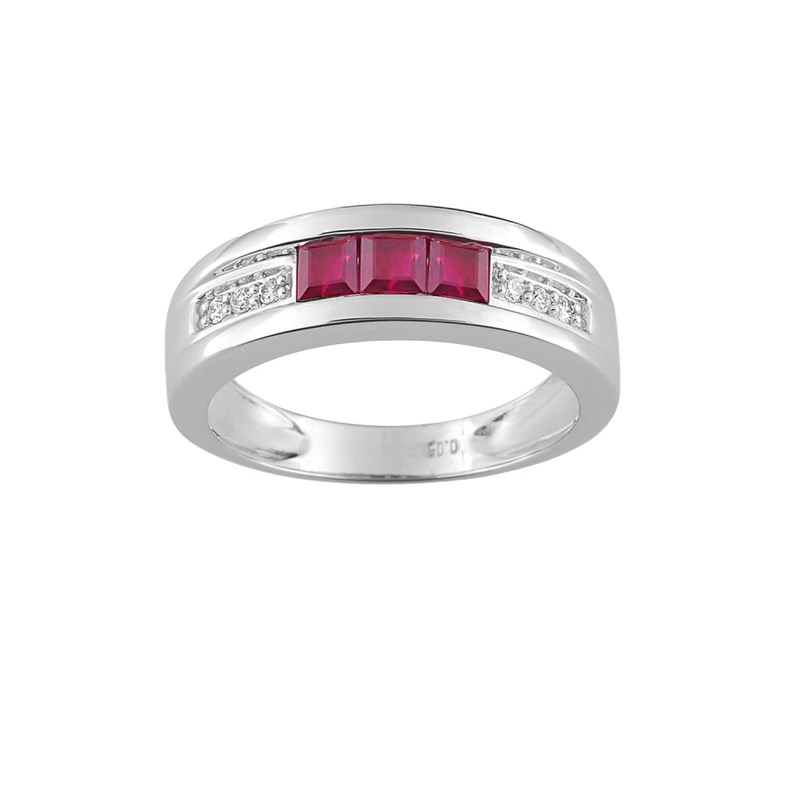 Bague Femme - Rubis - Or 18 Carats - Diamant 0,05 Carats