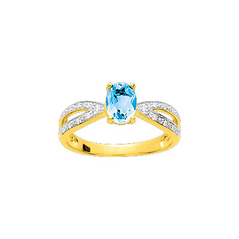 Bague Femme - Topaze - Oxyde de zirconium - Or 18 Carats