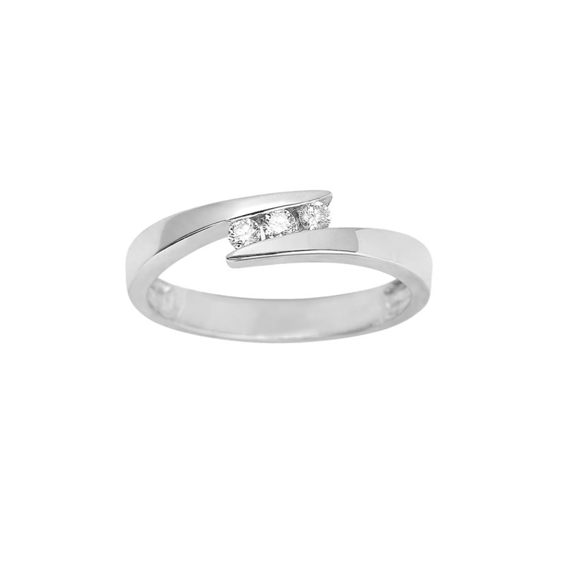 Bague Femme - Or 18 Carats - Diamant 0,12 Carats