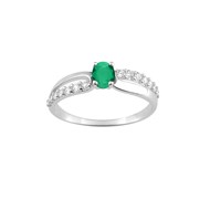 Bague femme - Emeraude et Oxyde de zirconium - Or 18 Carats