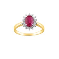 Bague femme - Rubis et Oxyde de zirconium - Or 18 Carats