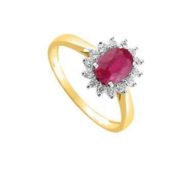 Bague femme - Rubis et Oxyde de zirconium - Or 18 Carats