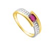 Bague femme - Rubis et Oxyde de zirconium - Or 18 Carats - vue V2