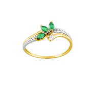 Bague femme - Emeraude et Oxyde de zirconium - Or 18 Carats