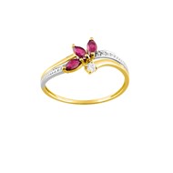 Bague femme - Rubis et Oxyde de zirconium - Or 18 Carats