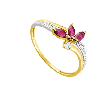 Bague femme - Rubis et Oxyde de zirconium - Or 18 Carats