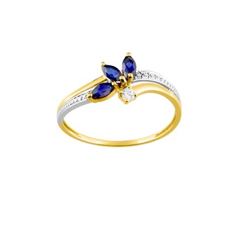 Bague femme - Saphir et Oxyde de zirconium - Or 18 Carats