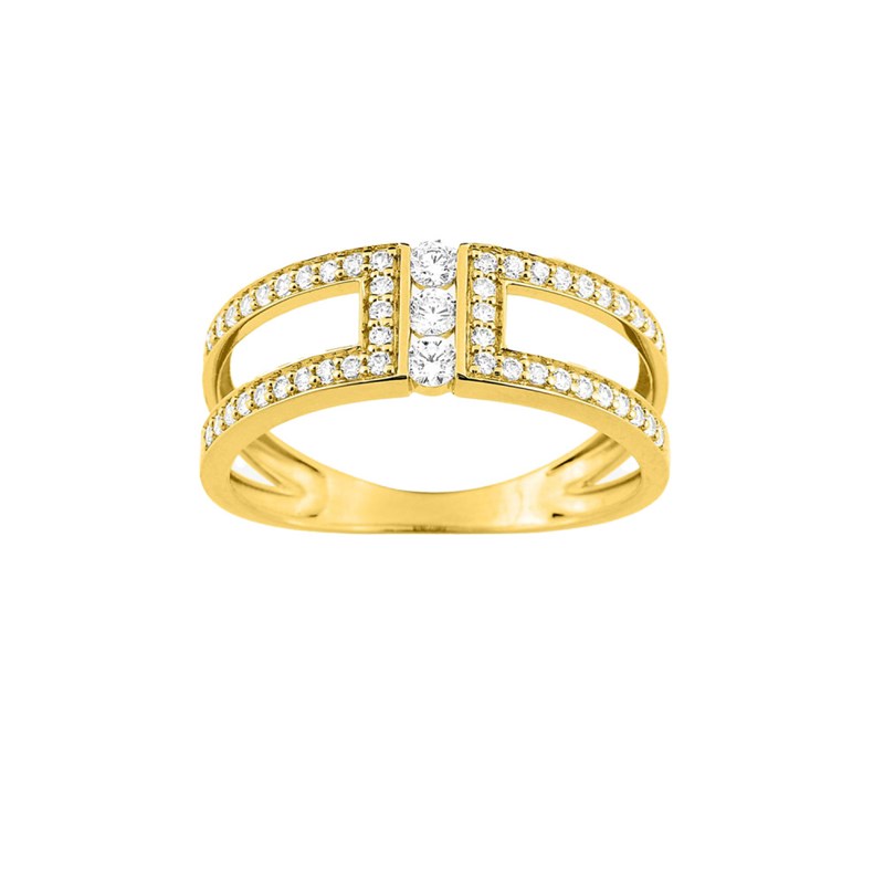 Bague femme - Oxyde de zirconium - Or 18 Carats