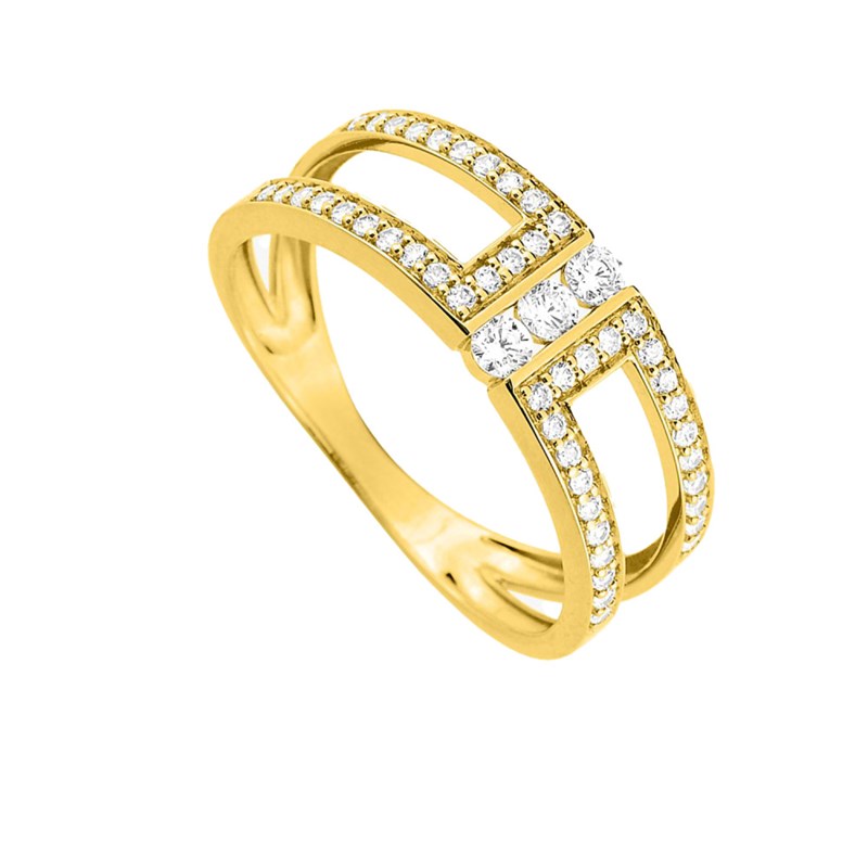 Bague femme - Oxyde de zirconium - Or 18 Carats - vue 2