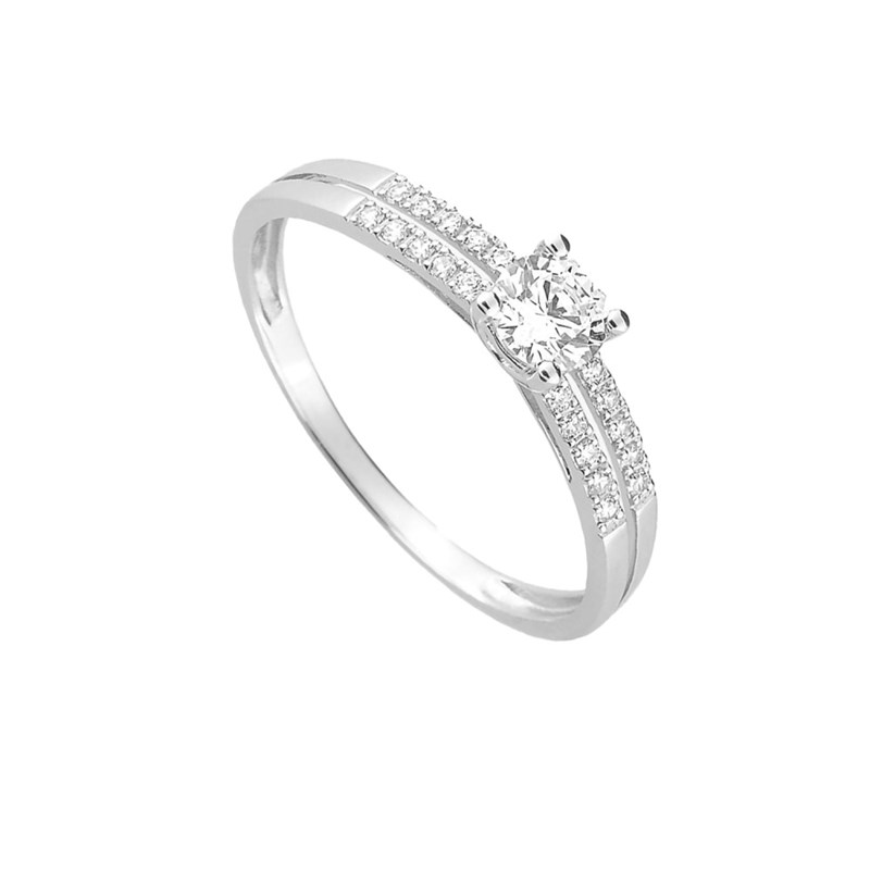 Bague femme - Oxyde de zirconium - Or 18 Carats - vue 2