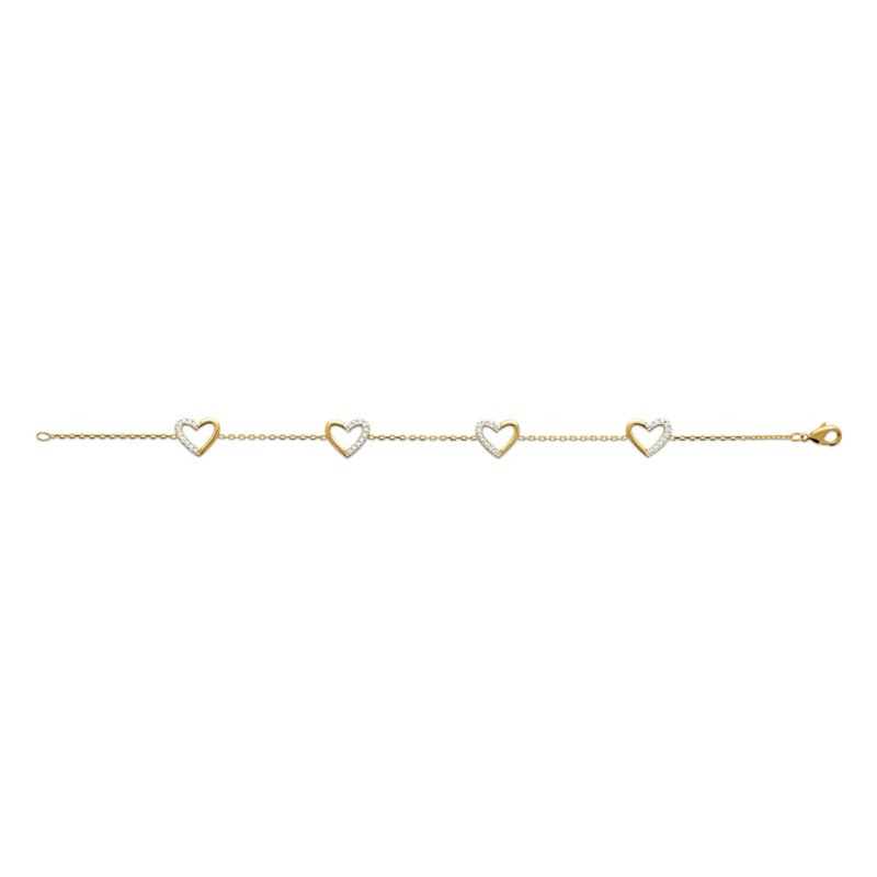 Bracelet coeur Femme - Plaqué Or - Oxyde de zirconium - Longueur : 18 cm - vue 2
