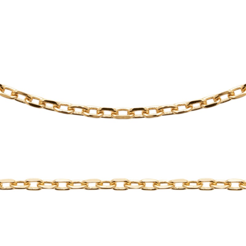 Chaine Mixte - Plaqué Or - Chaîne forçat diamantée - Largeur : 2,6 mm - Longueur : 70 cm