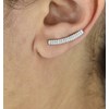 Boucles d'oreilles grimpantes barre 2 rangs contour de lobe serti d'oxydes de zirconium Argent 925 Rhodié - vue V2
