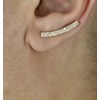Boucles d'oreilles grimpantes barre 2 rangs contour de lobe serti d'oxydes de zirconium Plaqué OR 750 3 microns - vue V2