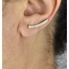 Boucles d'oreilles grimpantes barre 2 rangs contour de lobe serti d'oxydes de zirconium Plaqué OR 750 3 microns - vue V3