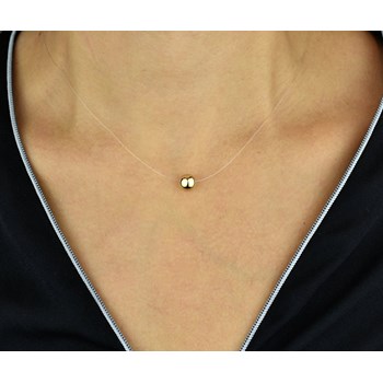 Collier boule fil de nylon transparent Plaqué OR 750 3 microns