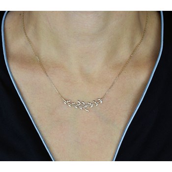 Collier feuille de laurier Plaqué OR 750 3 microns