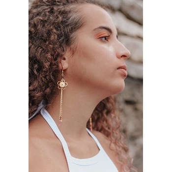 Boucles D'oreilles Aguapé Argent 925 Doré et Pierres Naturelles