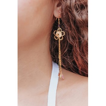 Boucles D'oreilles Aguapé Argent 925 Doré et Pierres Naturelles