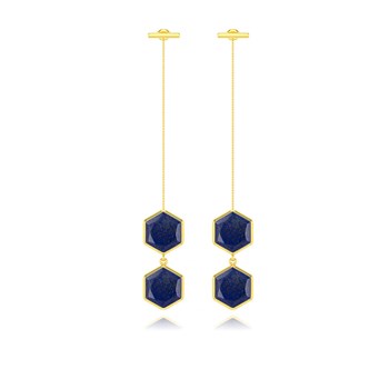 Boucles d'Oreilles Lapis-Lazuli en Argent 925 Doré à l'Or Fin | Aden Boutique