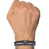 Bracelet Acier Homme Cuir Noir et Perles de Jaspe Bleu - taille 19 cm - vue V2