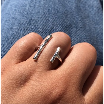 Bague Métal Argenté Deux Barres