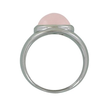 Bague Argent 925 Rhodié Large Demi Perle de Quartz Rose