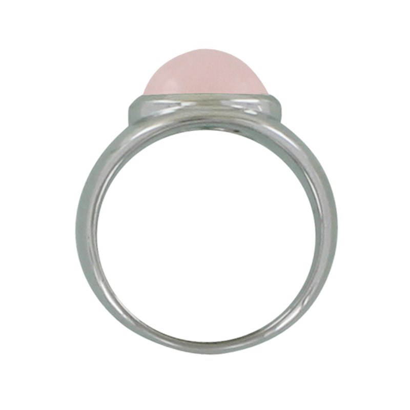 Bague Argent 925 Rhodié Large Demi Perle de Quartz Rose - vue 2