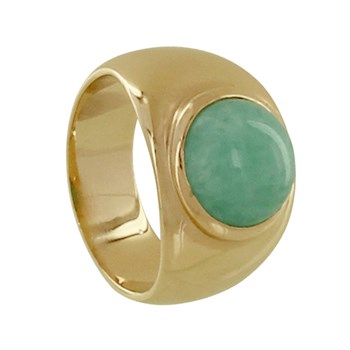 Bague Plaqué Or Large Demi Perle d'Amazonite