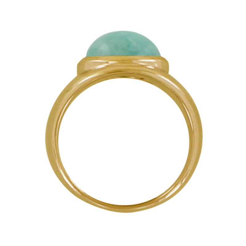 Bague Plaqué Or Large Demi Perle d'Amazonite - vue 2