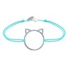 Bracelet Lien Médaille Argent 925 Tête de Chat Ajouré - Turquoise - vue V1