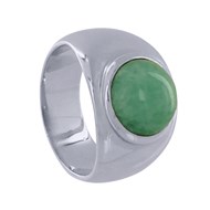 Bague Argent 925 Rhodié Large Demi Perle d'Amazonite