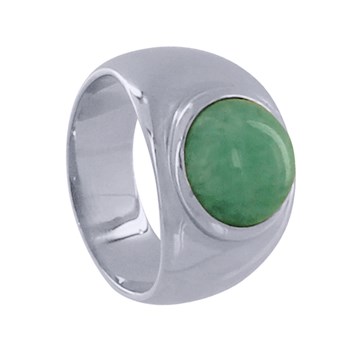 Bague Argent 925 Rhodié Large Demi Perle d'Amazonite