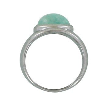 Bague Argent 925 Rhodié Large Demi Perle d'Amazonite