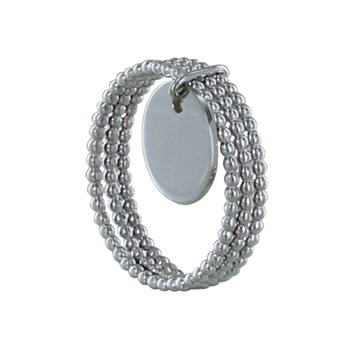 Bague Argent 925 Triples Anneaux Billes et Médaille Ronde