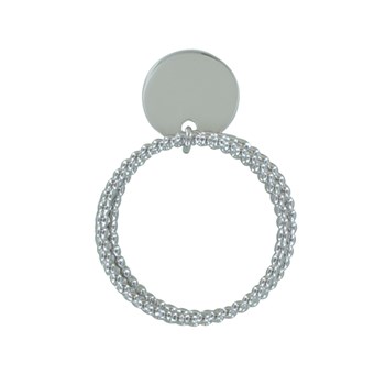 Bague Argent 925 Triples Anneaux Billes et Médaille Ronde